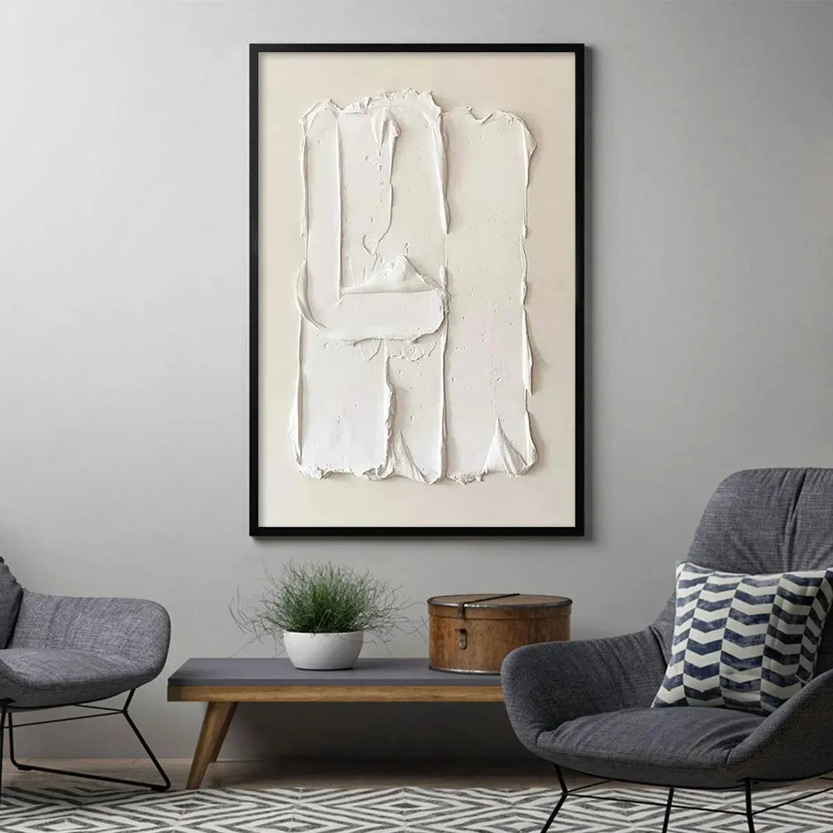 3D White Plaster Art | Minimalist Sculptural Painting #AA 466