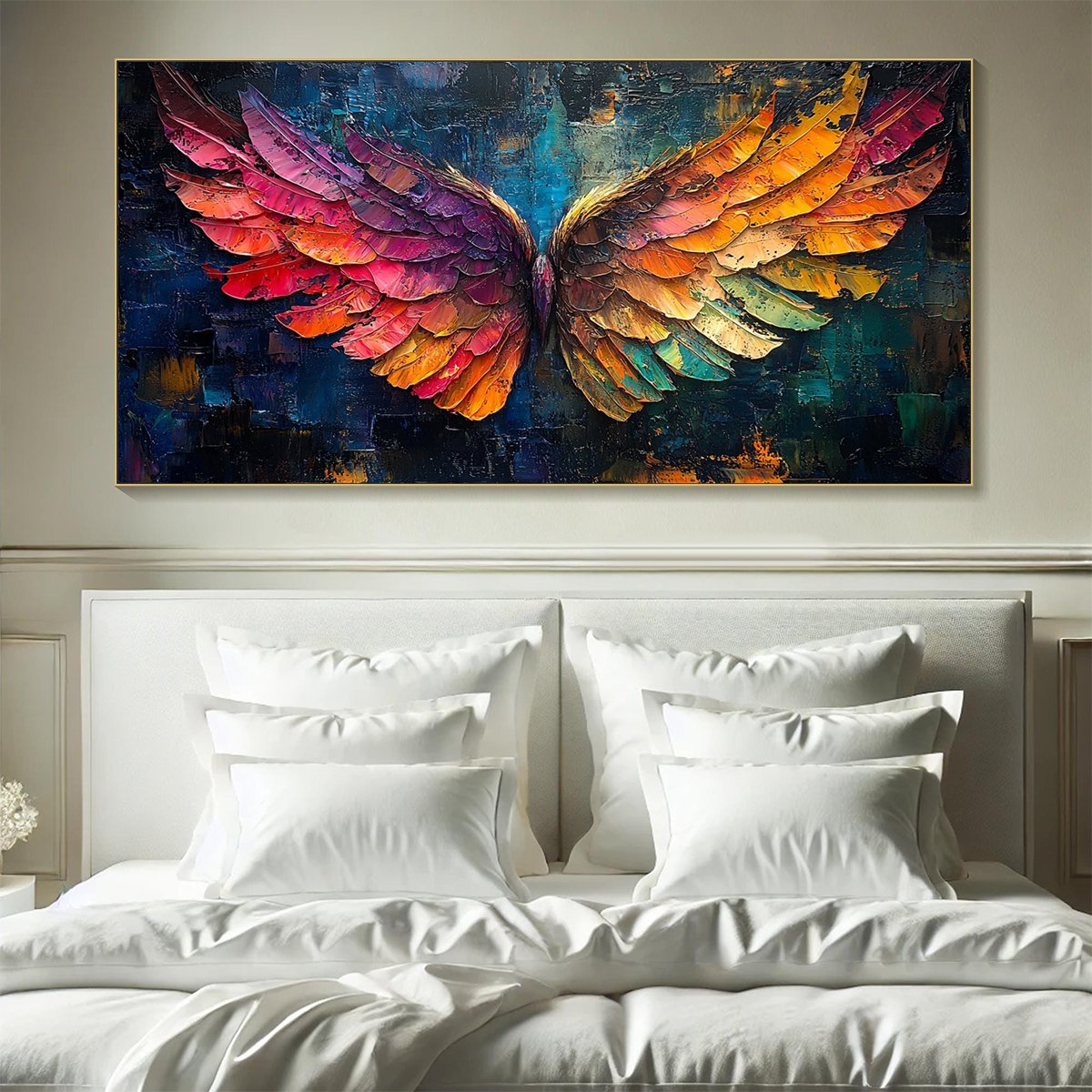 Majestic Angel Wings Wall Art | Modern Spiritual Painting
