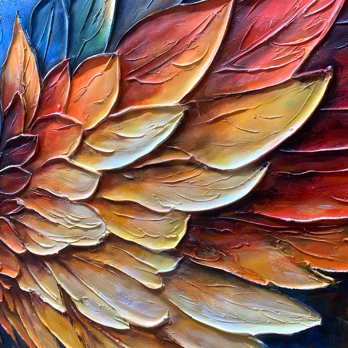 Abstract Phoenix Wings Painting | Fire and Ice Textured Art #AA 182