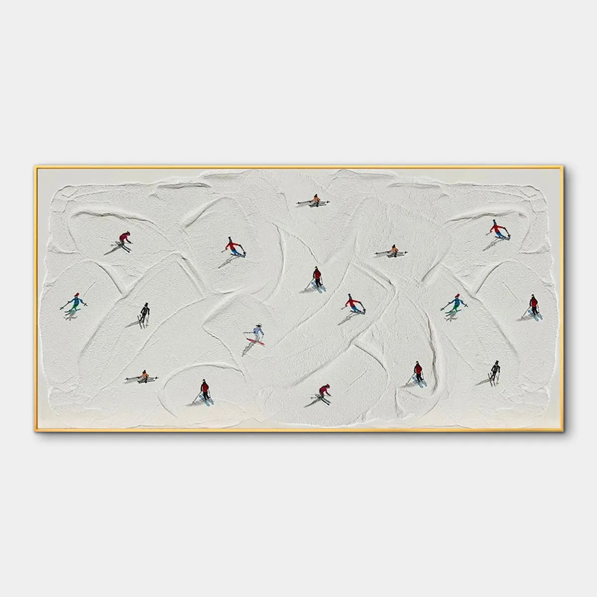 Aerial View Ski Painting | Large Minimalist Wall Art #AA 240