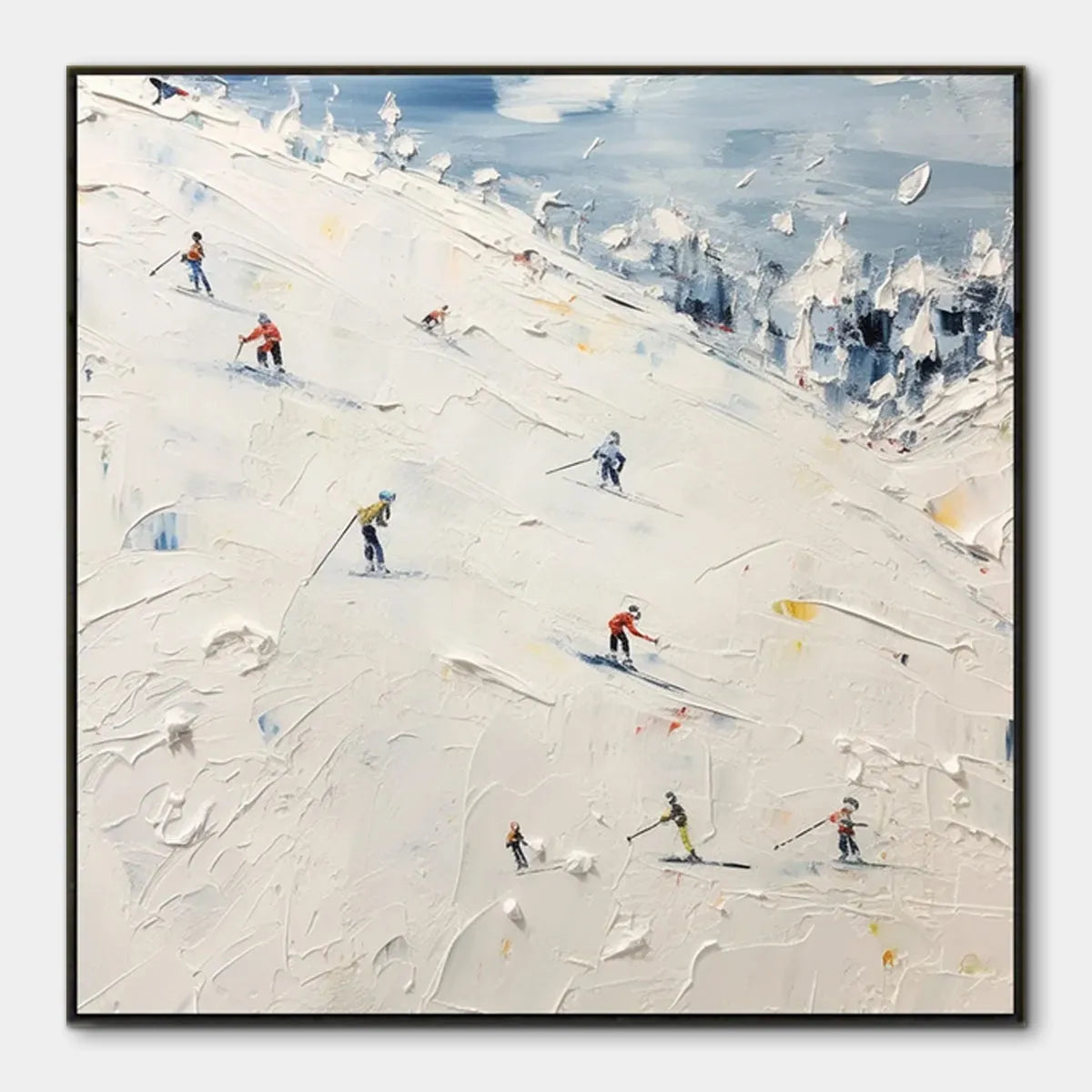 Serene Winter Ski Scene | "Alpenglow" Mountain Wall Art #AA 241