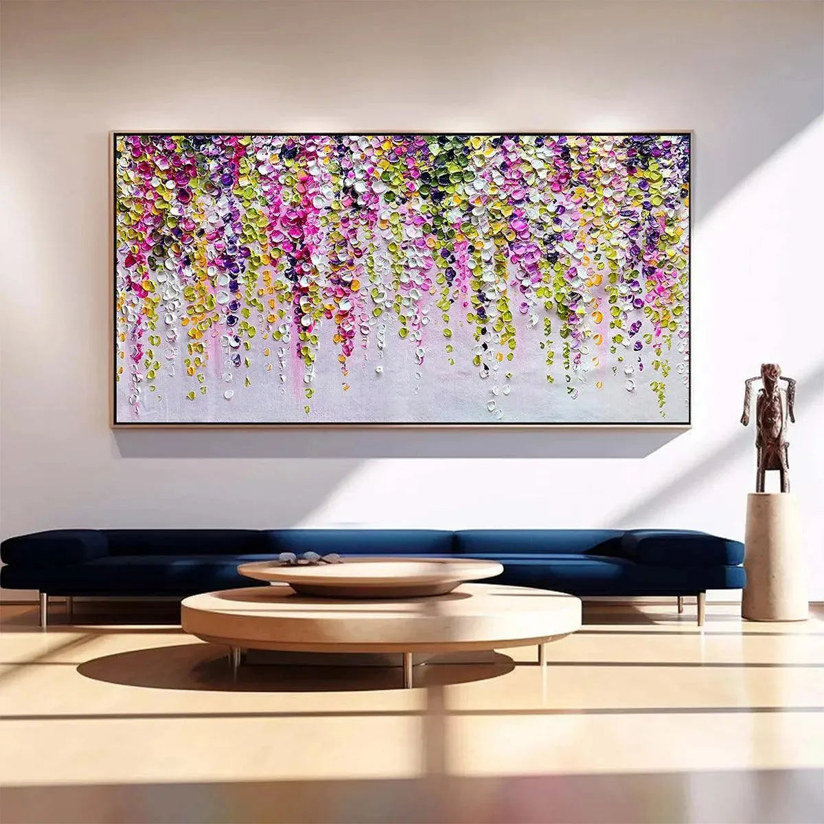 Abstract Weeping Flower Painting | Colorful Cascade Wall Art