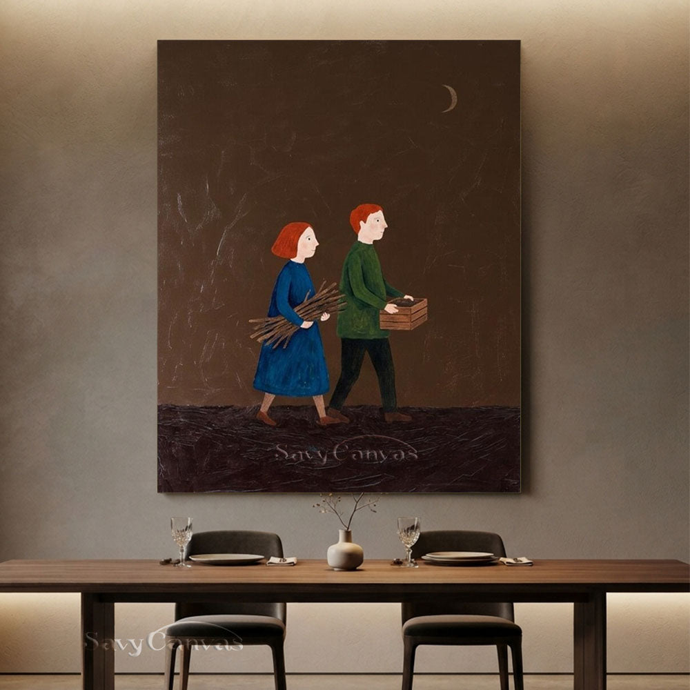 Handmade Wabi Sabi Narrative Oil Painting on Canvas #SS 254