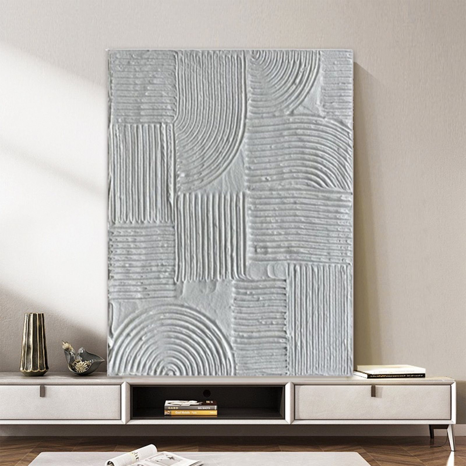Wabi Sabi  Wall Art – Modern White Abstract Canvas Painting #TC 235
