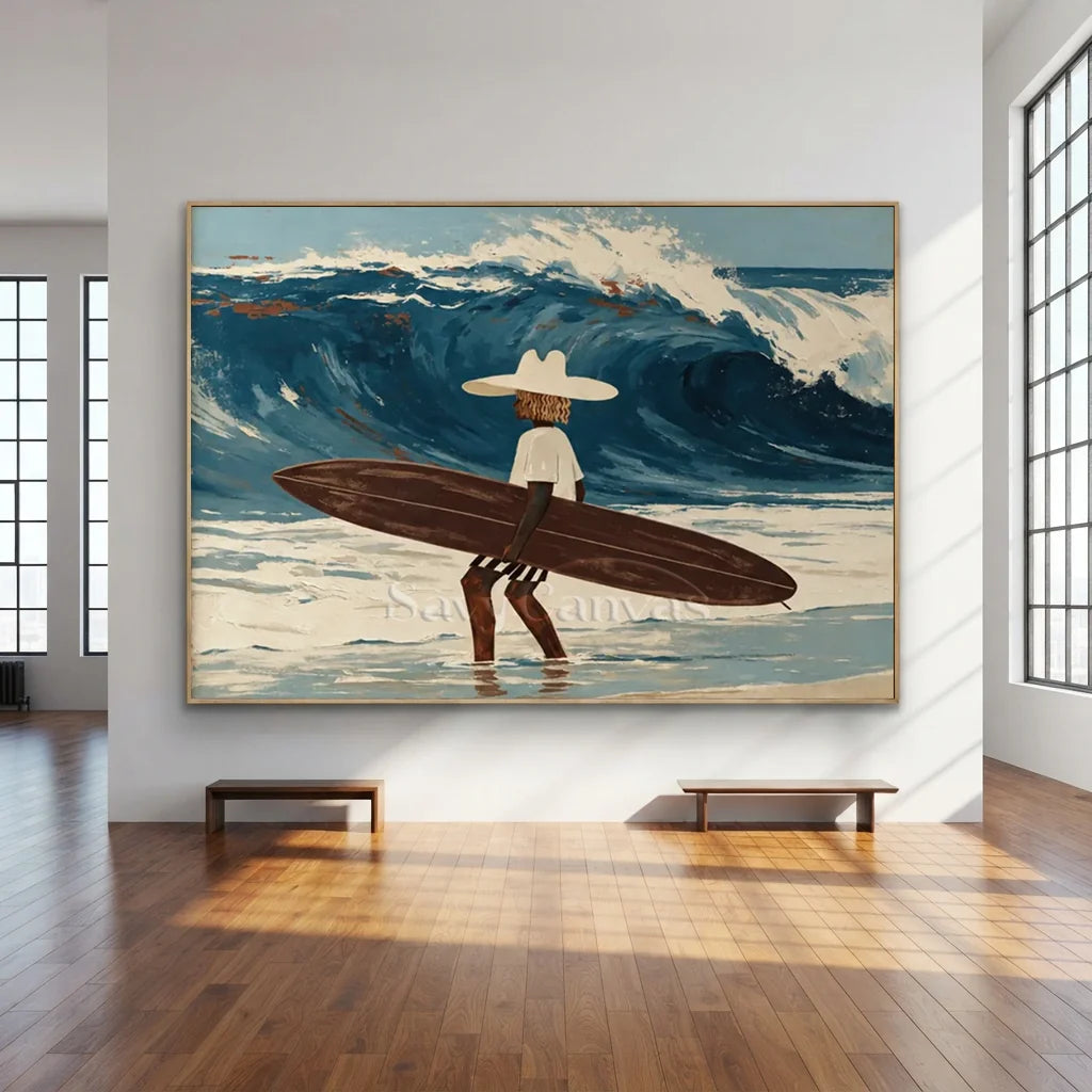 Expressionist Surfer Wave Art | Handmade Canvas #SS 367