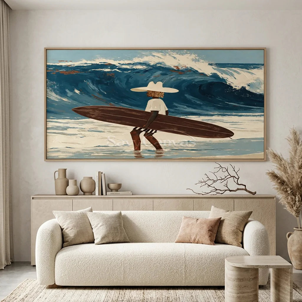 Expressionist Surfer Wave Art | Handmade Canvas #SS 367