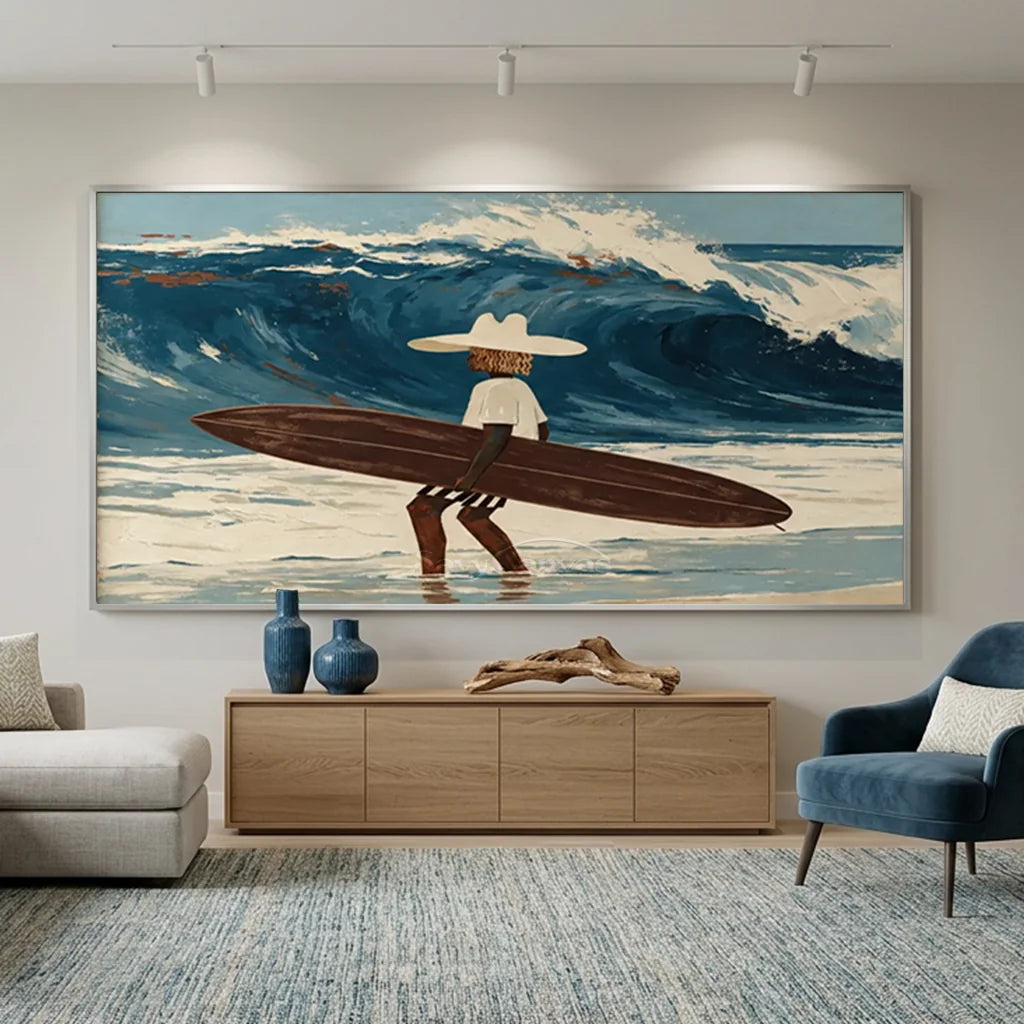 Expressionist Surfer Wave Art | Handmade Canvas #SS 367