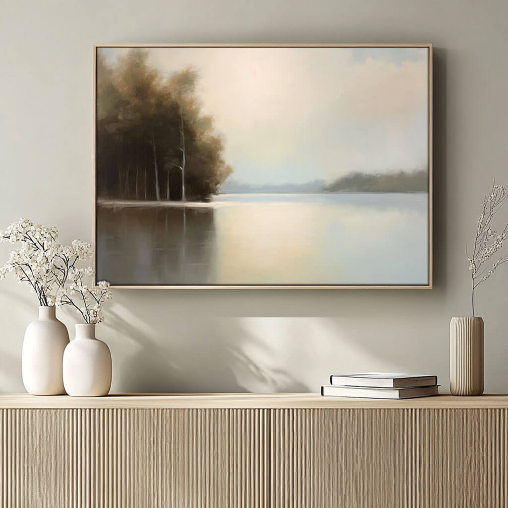 Serene Lake Landscape Painting | Peaceful Wall Art for Home #AA 013