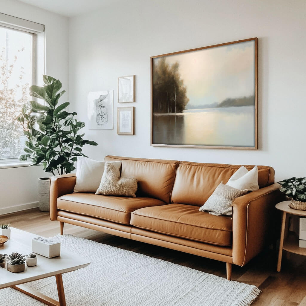 Serene Lake Landscape Painting | Peaceful Wall Art for Home #AA 013