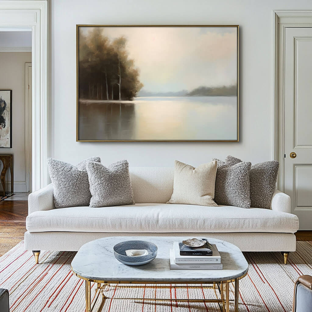 Serene Lake Landscape Painting | Peaceful Wall Art for Home #AA 013