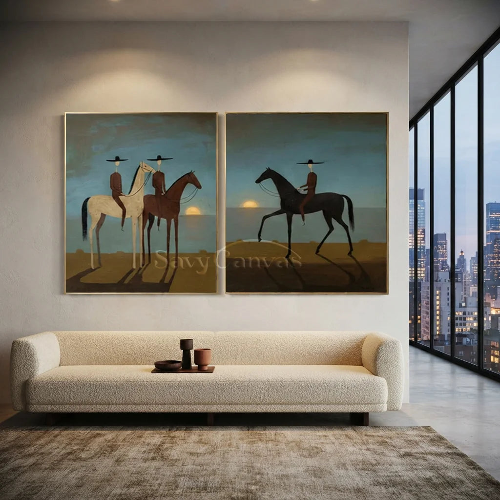 Handmade Expressionist Western Sunset Oil Painting Set #SS 350