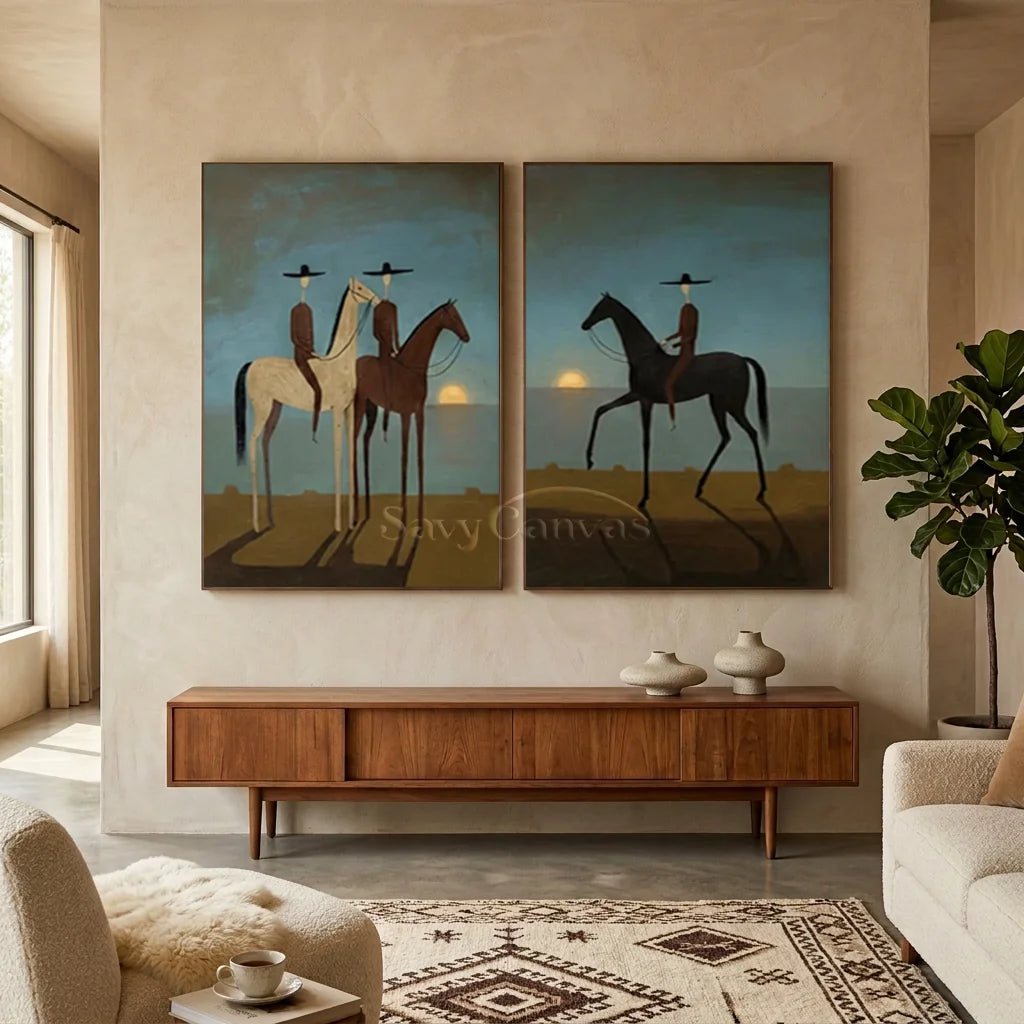 Handmade Expressionist Western Sunset Oil Painting Set #SS 350