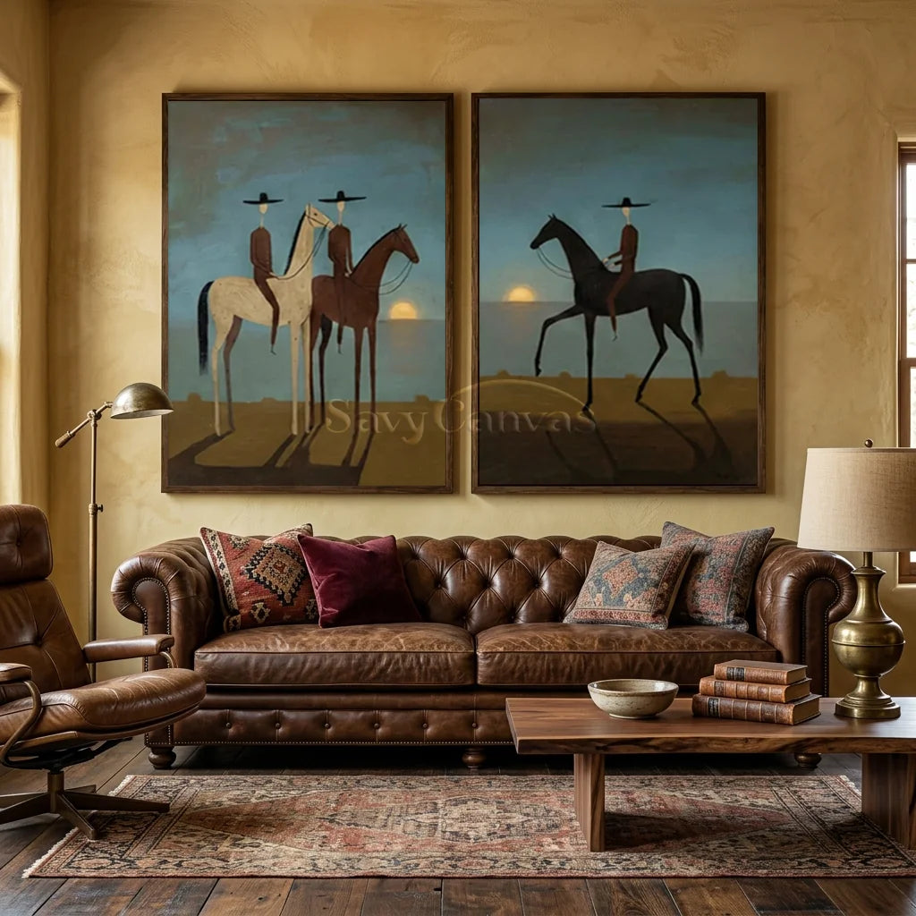 Handmade Expressionist Western Sunset Oil Painting Set #SS 350