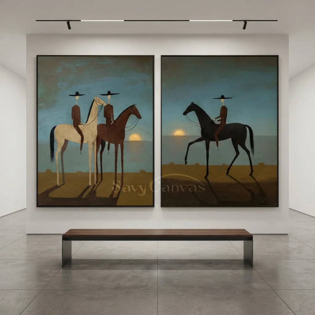 Handmade Expressionist Western Sunset Oil Painting Set #SS 350