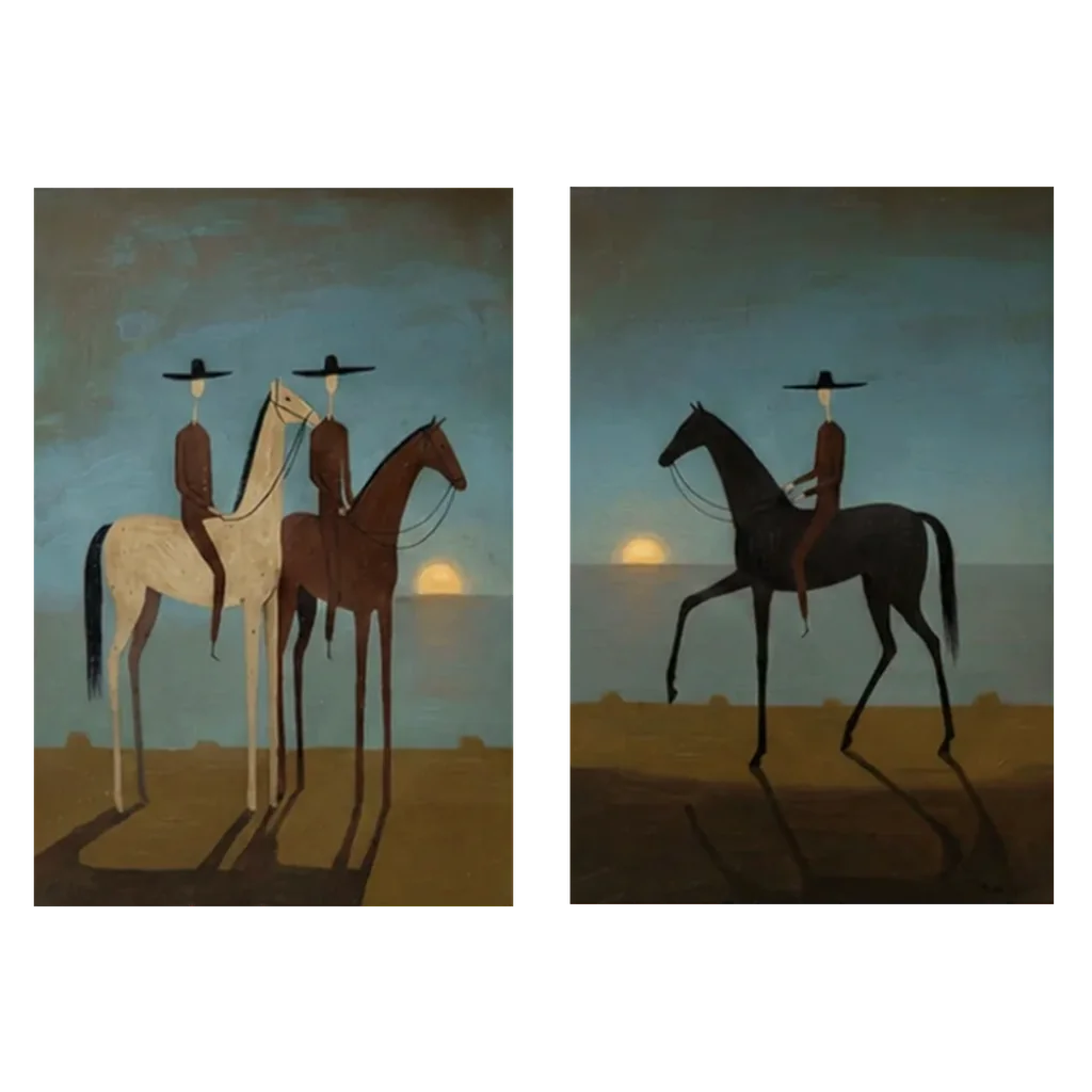 Handmade Expressionist Western Sunset Oil Painting Set #SS 350
