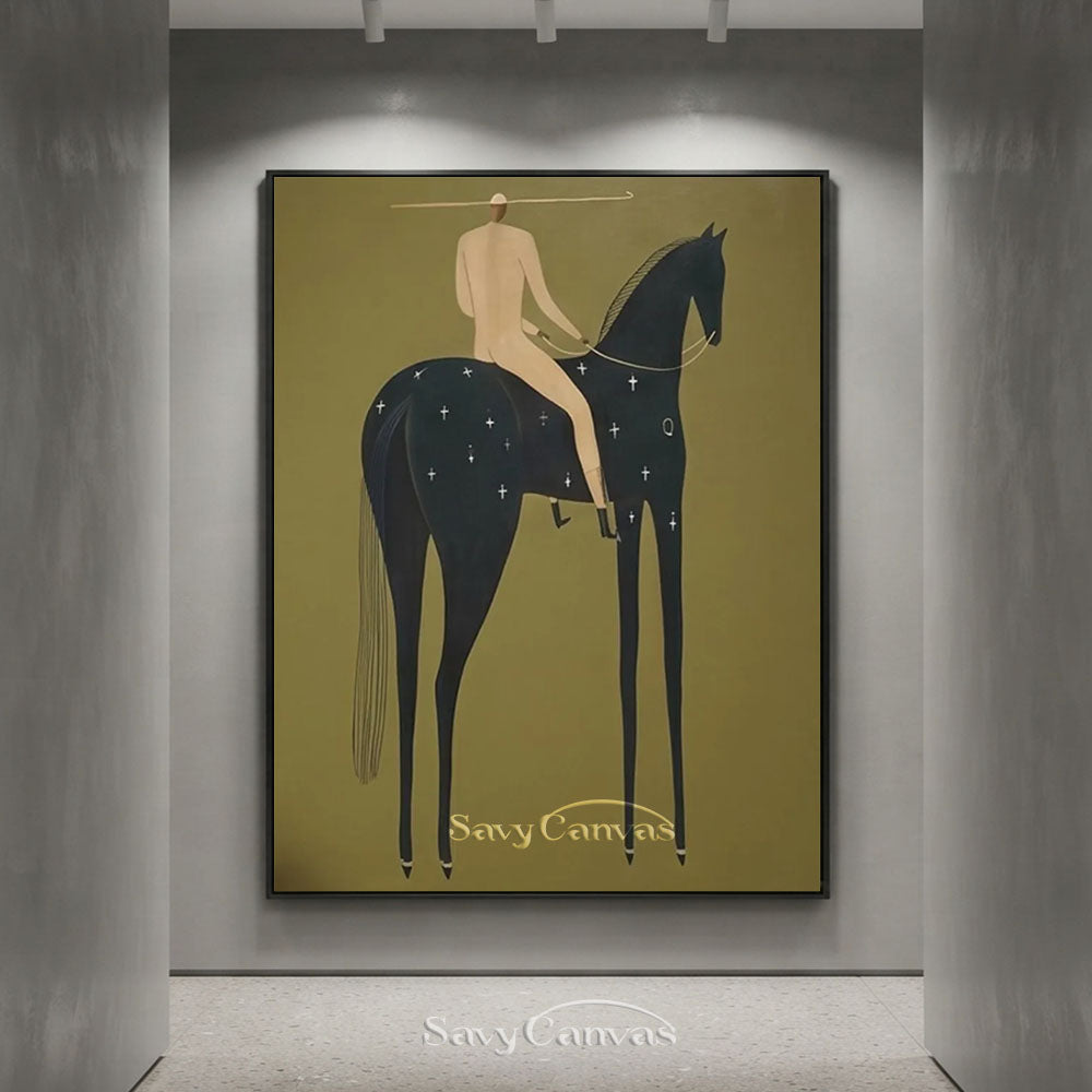 Minimalist Western Equestrian Modernist Oil Painting #SS 256