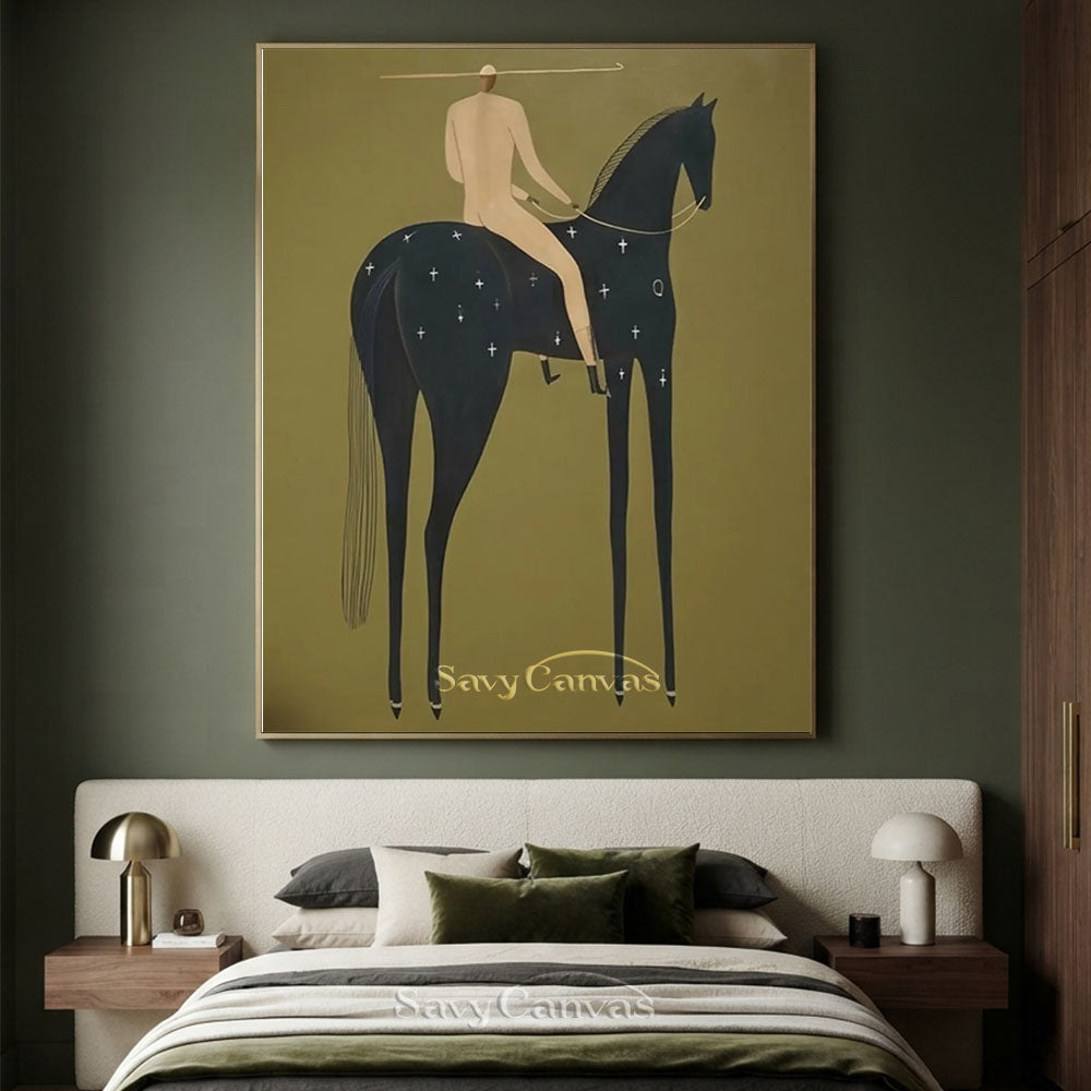 Minimalist Western Equestrian Modernist Oil Painting #SS 256