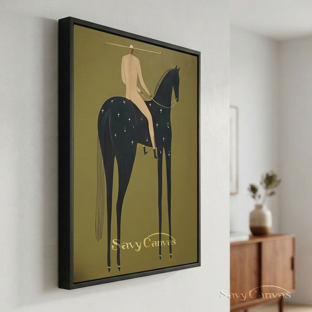 Minimalist Western Equestrian Modernist Oil Painting #SS 256