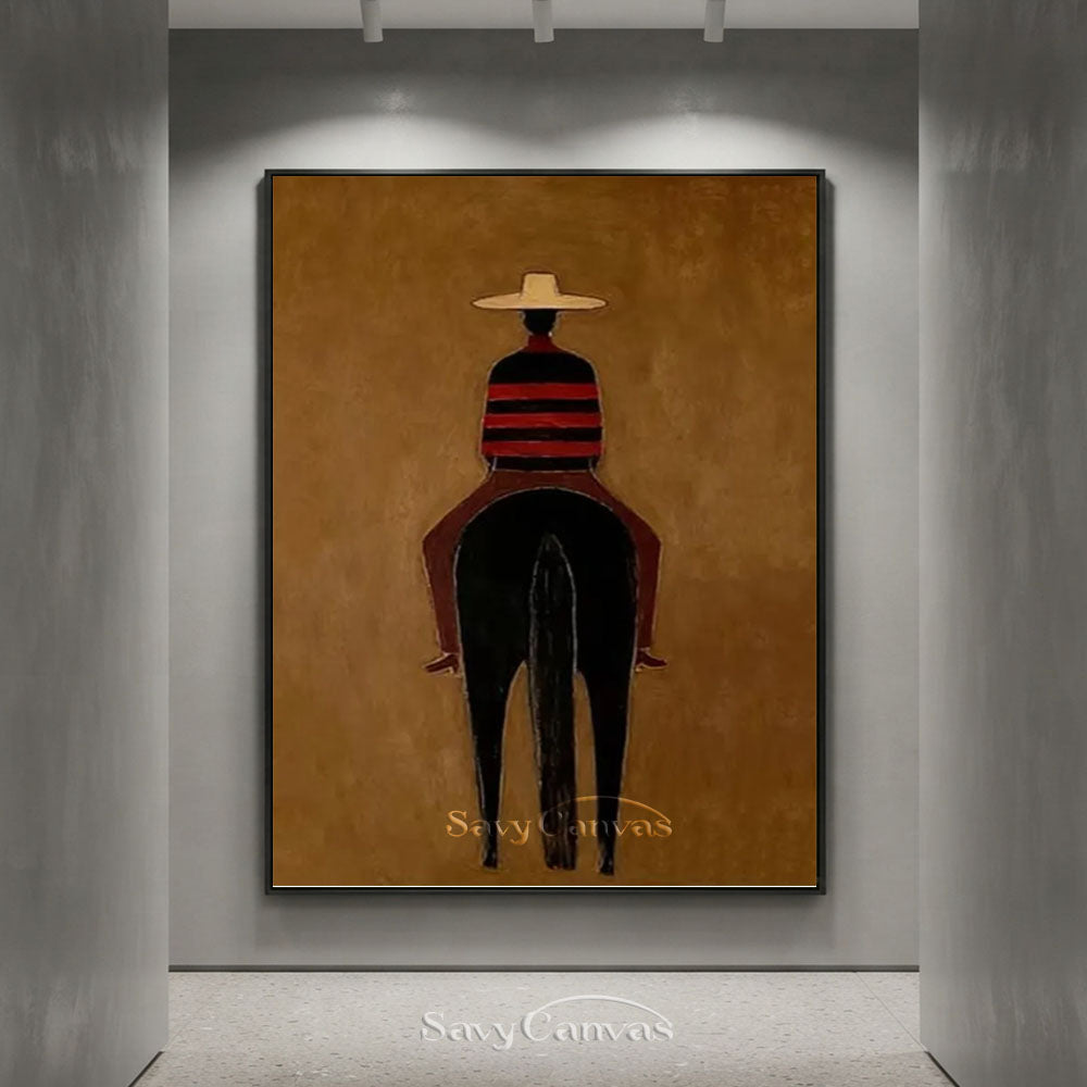 Western Retro Style Cowboy & Horse Canvas Art #SS 257