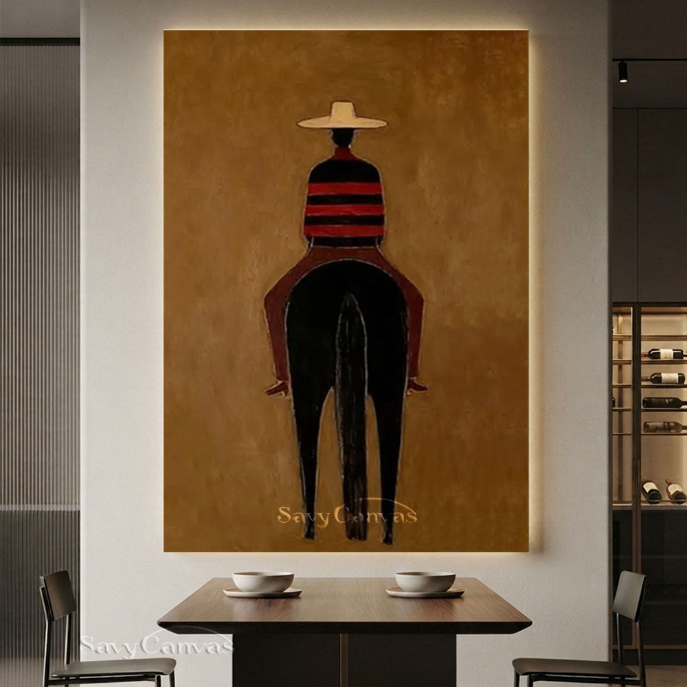 Western Retro Style Cowboy & Horse Canvas Art #SS 257
