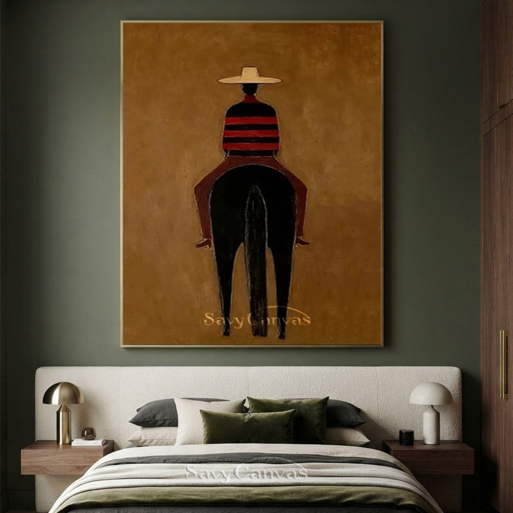 Western Retro Style Cowboy & Horse Canvas Art #SS 257