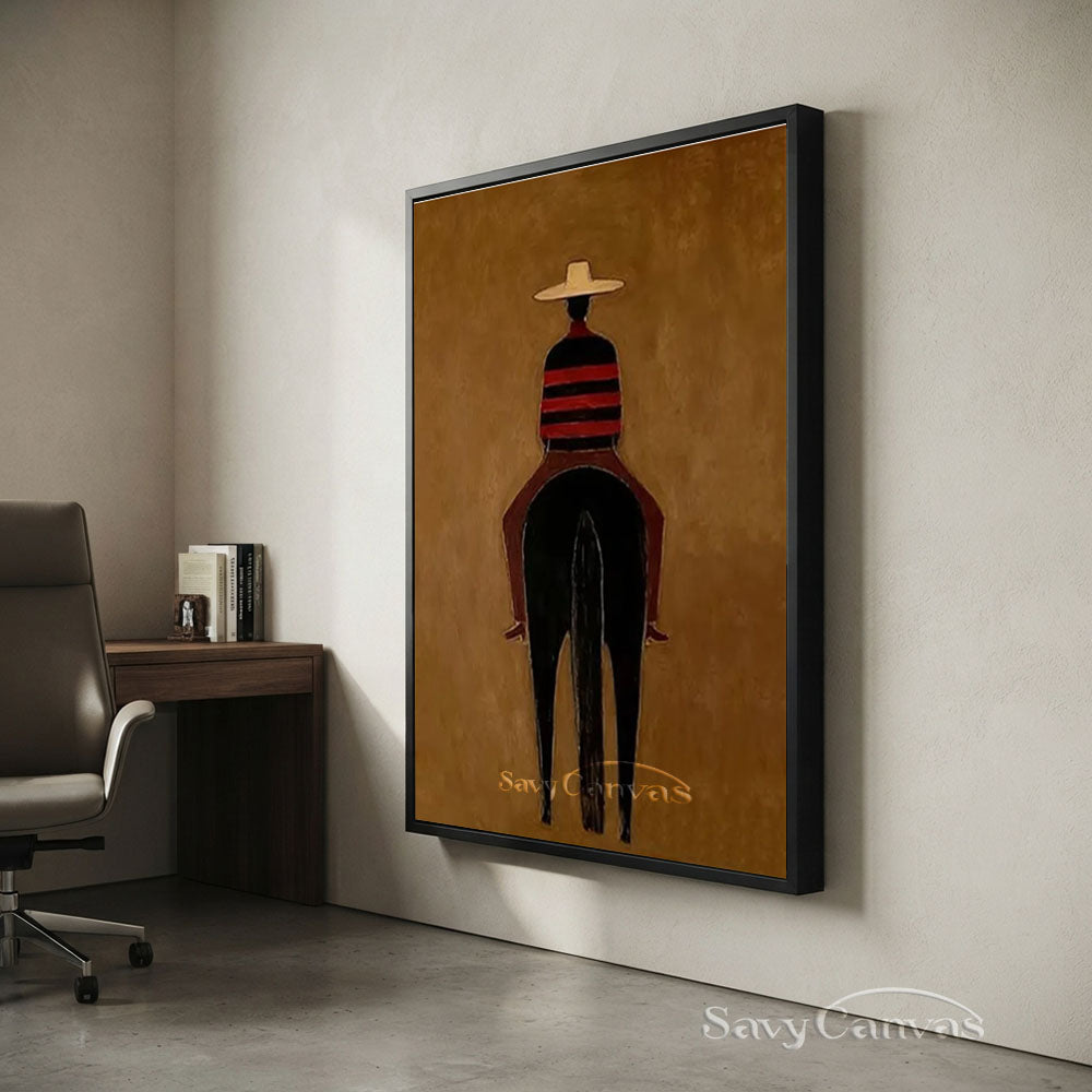 Western Retro Style Cowboy & Horse Canvas Art #SS 257