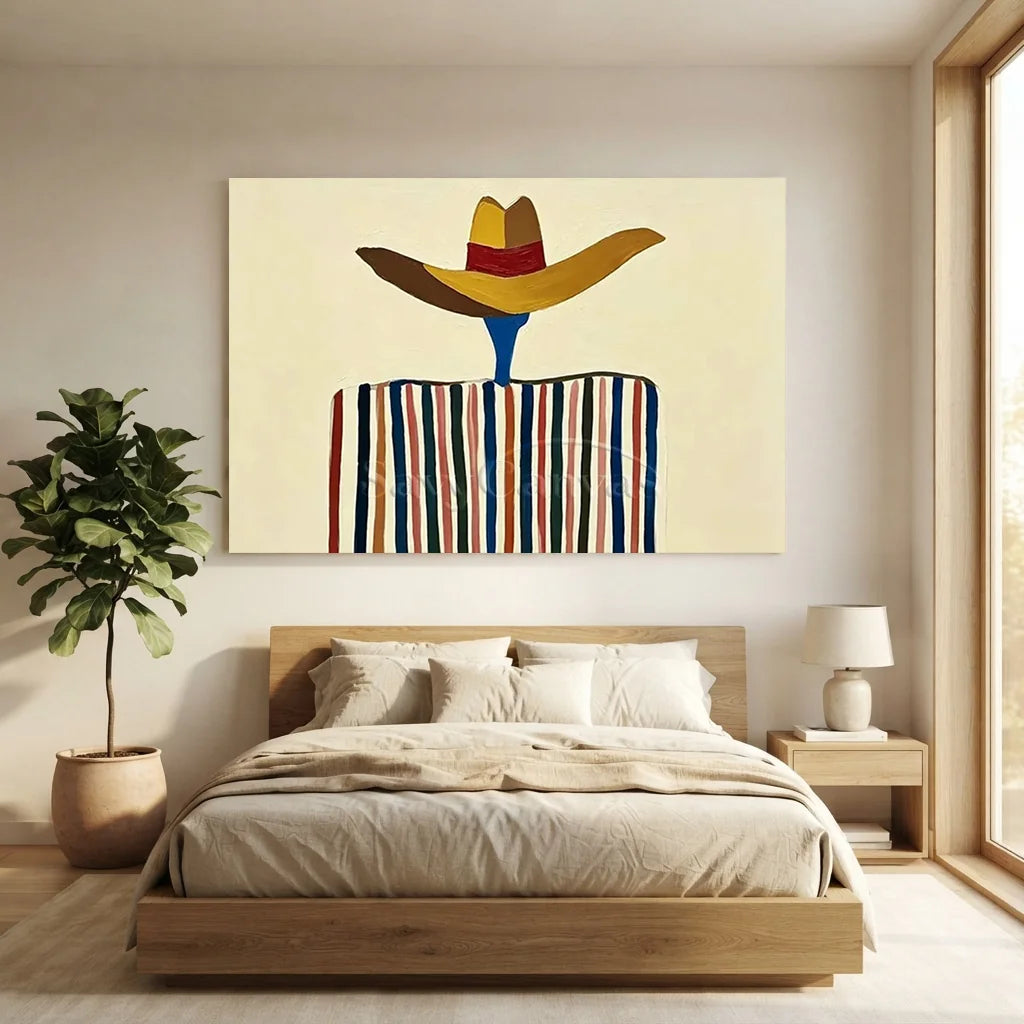 Striped Poncho Cowboy Oil Painting #SS 369