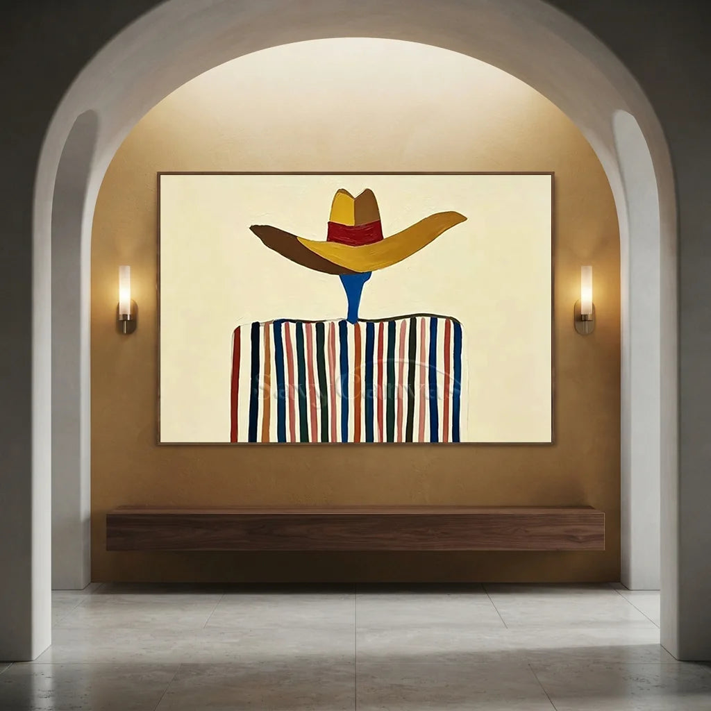 Striped Poncho Cowboy Oil Painting #SS 369