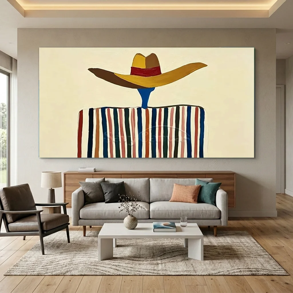Striped Poncho Cowboy Oil Painting #SS 369
