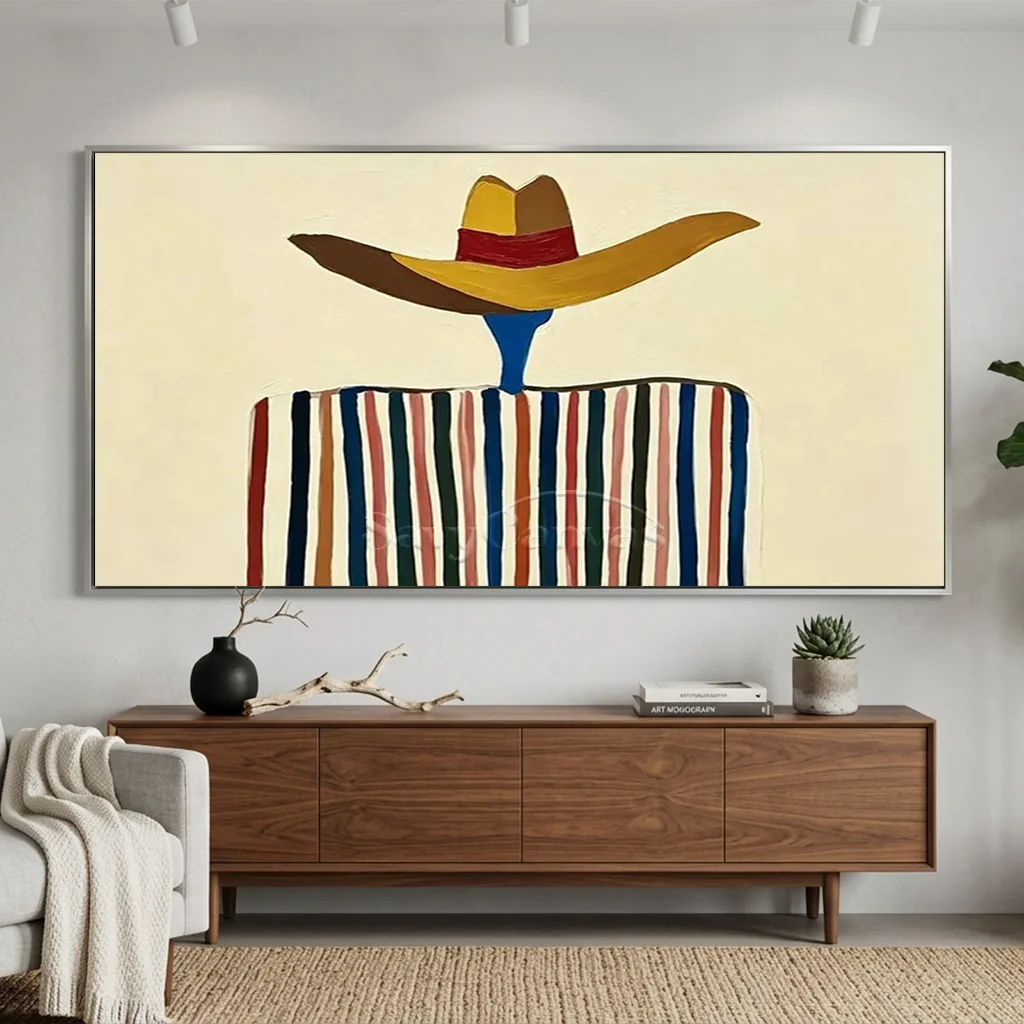Striped Poncho Cowboy Oil Painting #SS 369