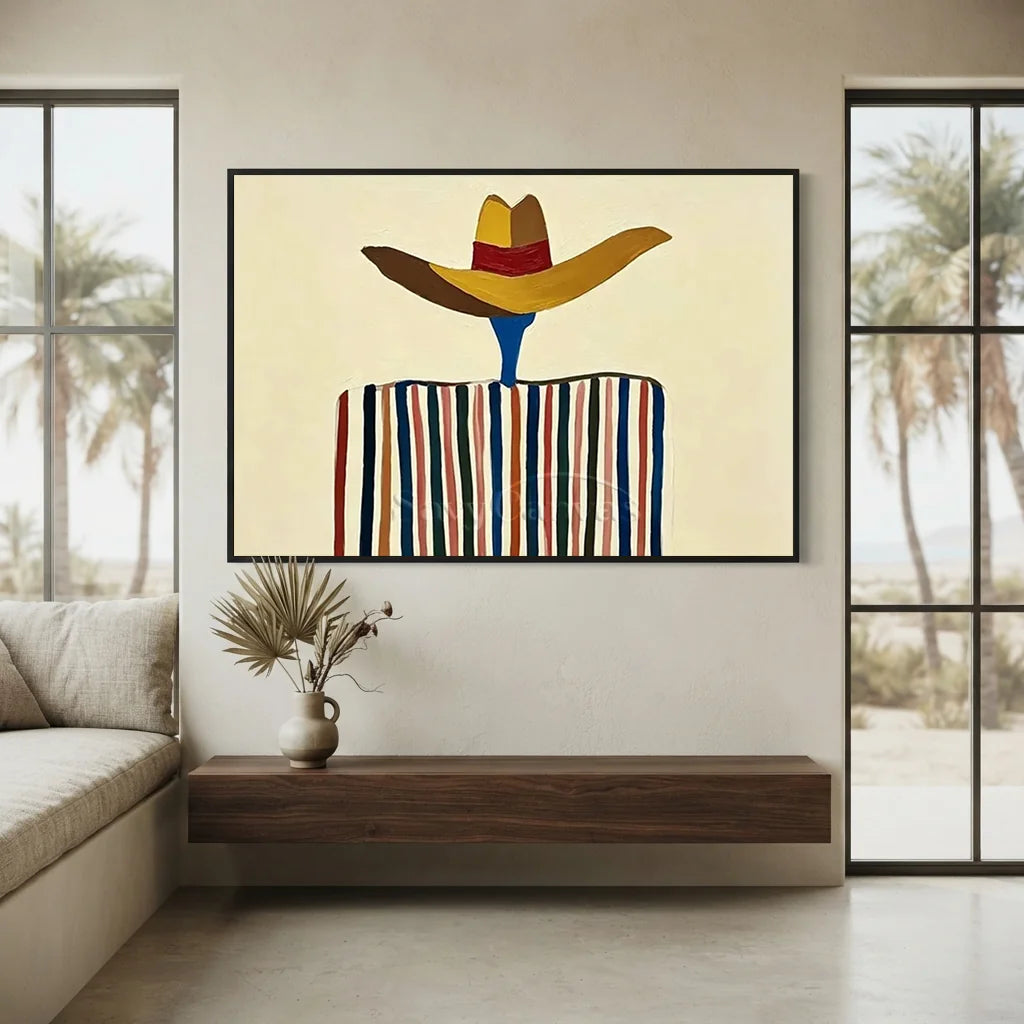 Striped Poncho Cowboy Oil Painting #SS 369