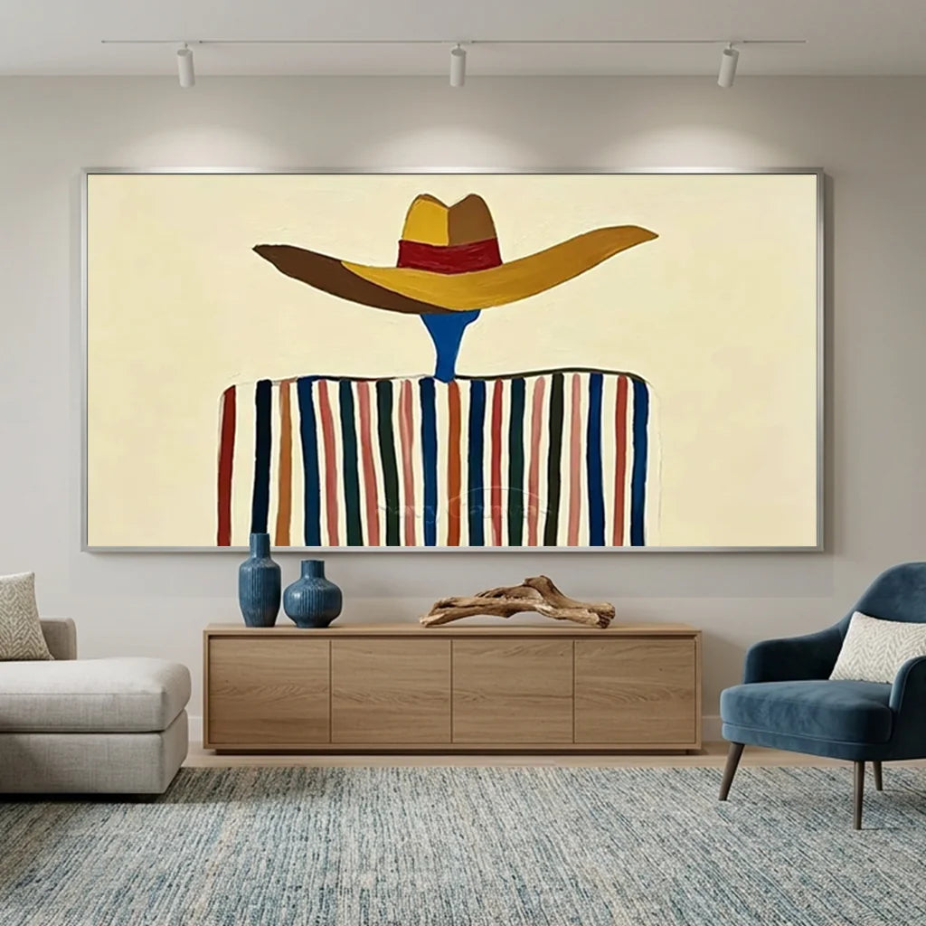 Striped Poncho Cowboy Oil Painting #SS 369