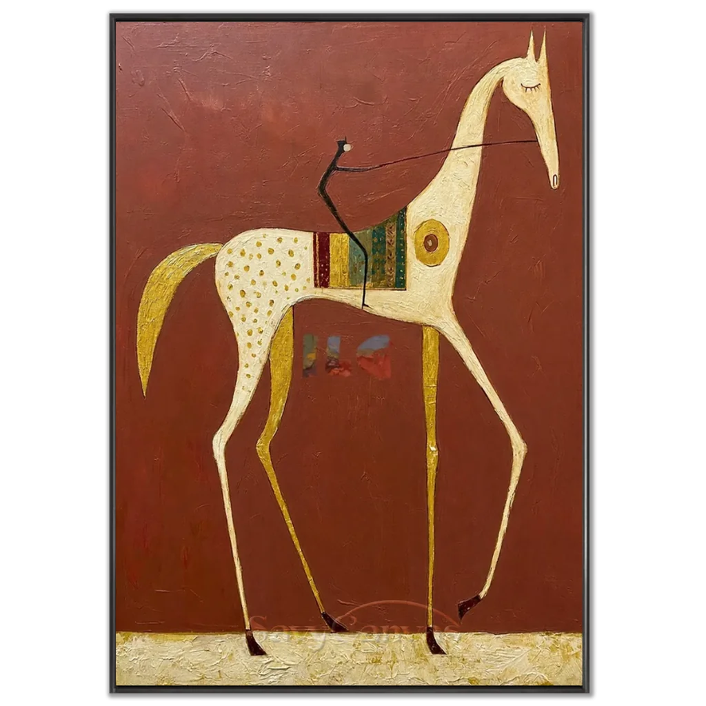 Handmade Expressionist Western Horse Oil Painting #SS 345
