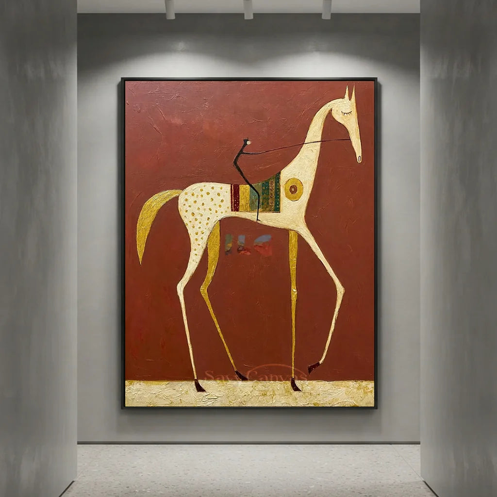 Handmade Expressionist Western Horse Oil Painting #SS 345