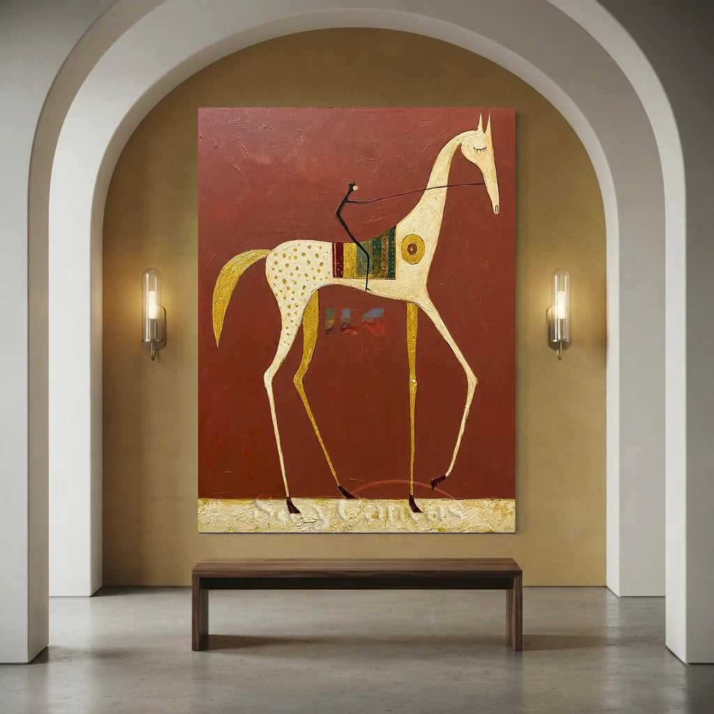 Handmade Expressionist Western Horse Oil Painting #SS 345
