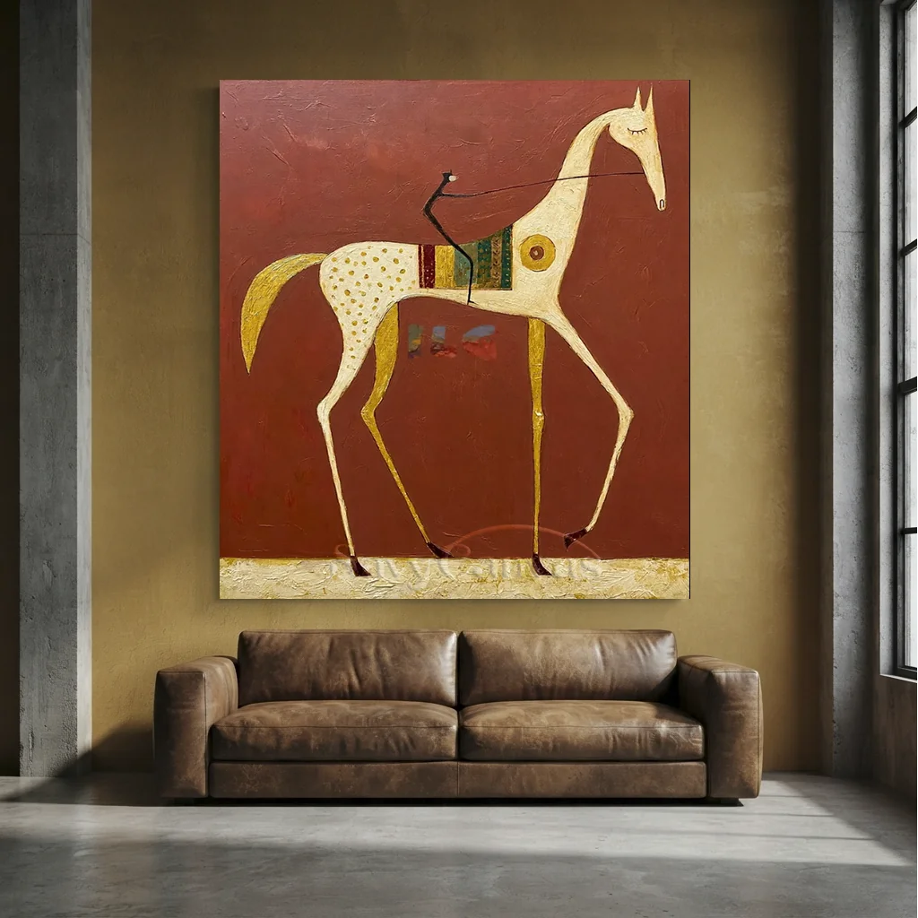 Handmade Expressionist Western Horse Oil Painting #SS 345