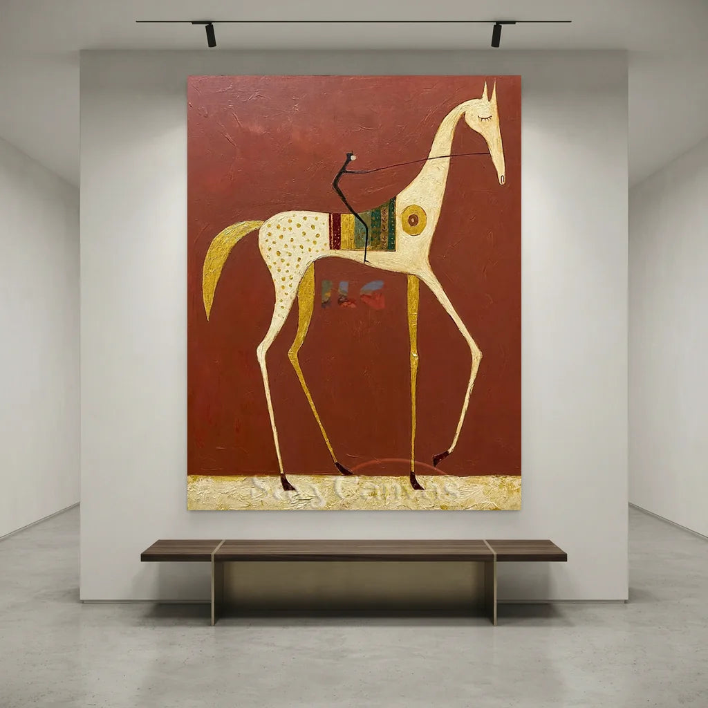 Handmade Expressionist Western Horse Oil Painting #SS 345