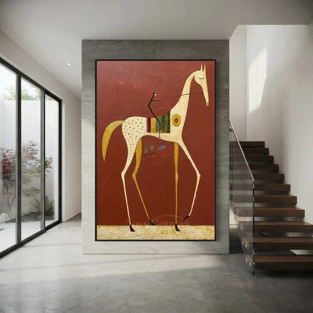 Handmade Expressionist Western Horse Oil Painting #SS 345