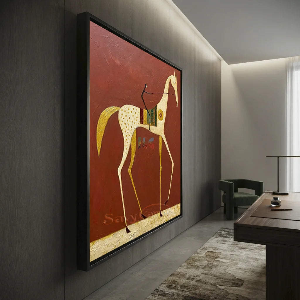 Handmade Expressionist Western Horse Oil Painting #SS 345