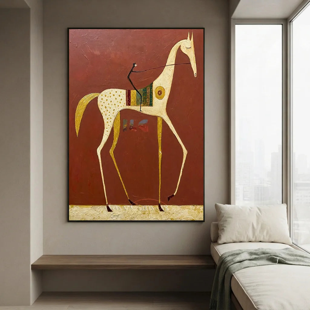 Handmade Expressionist Western Horse Oil Painting #SS 345