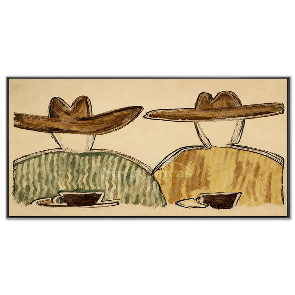 Handmade Expressionist Western Cowboy Couple Oil Painting #SS 368