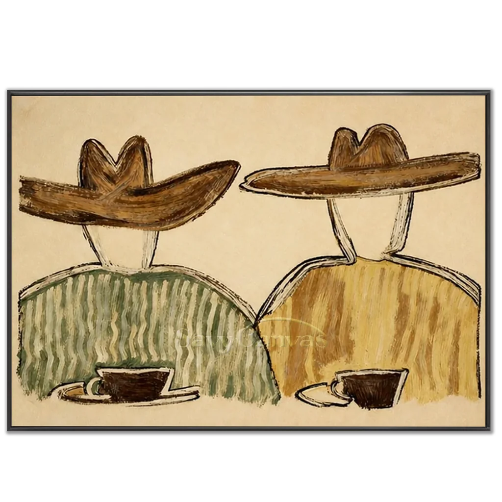 Handmade Expressionist Western Cowboy Couple Oil Painting #SS 368