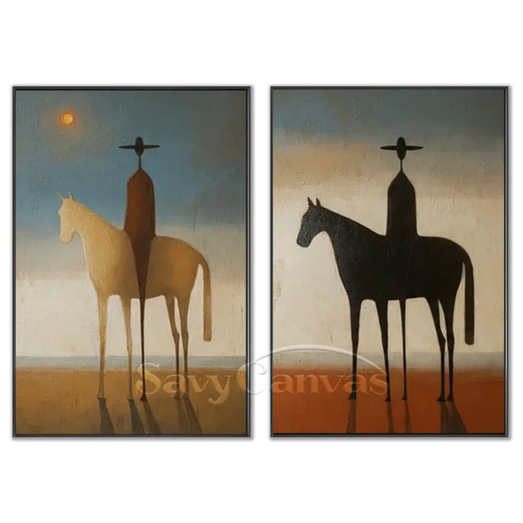 Expressionist Western Horse Art | Handmade Canvas Set #SS 351