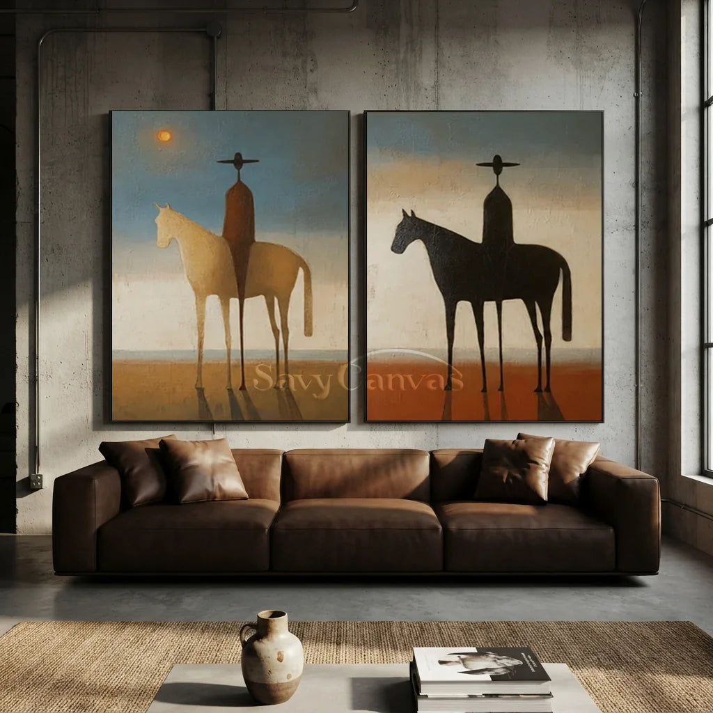 Expressionist Western Horse Art | Handmade Canvas Set #SS 351