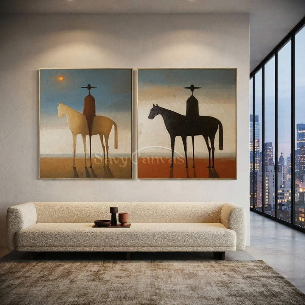 Expressionist Western Horse Art | Handmade Canvas Set #SS 351
