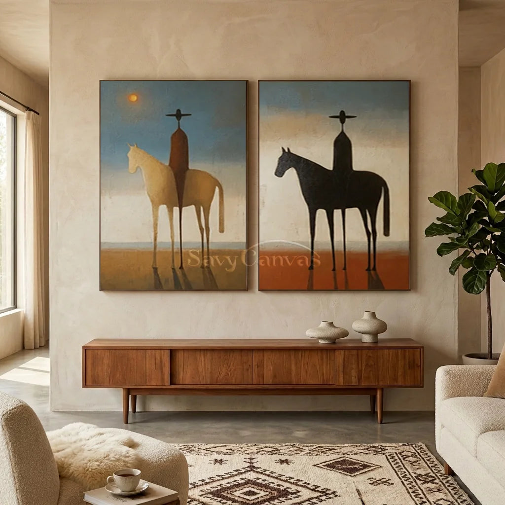 Expressionist Western Horse Art | Handmade Canvas Set #SS 351