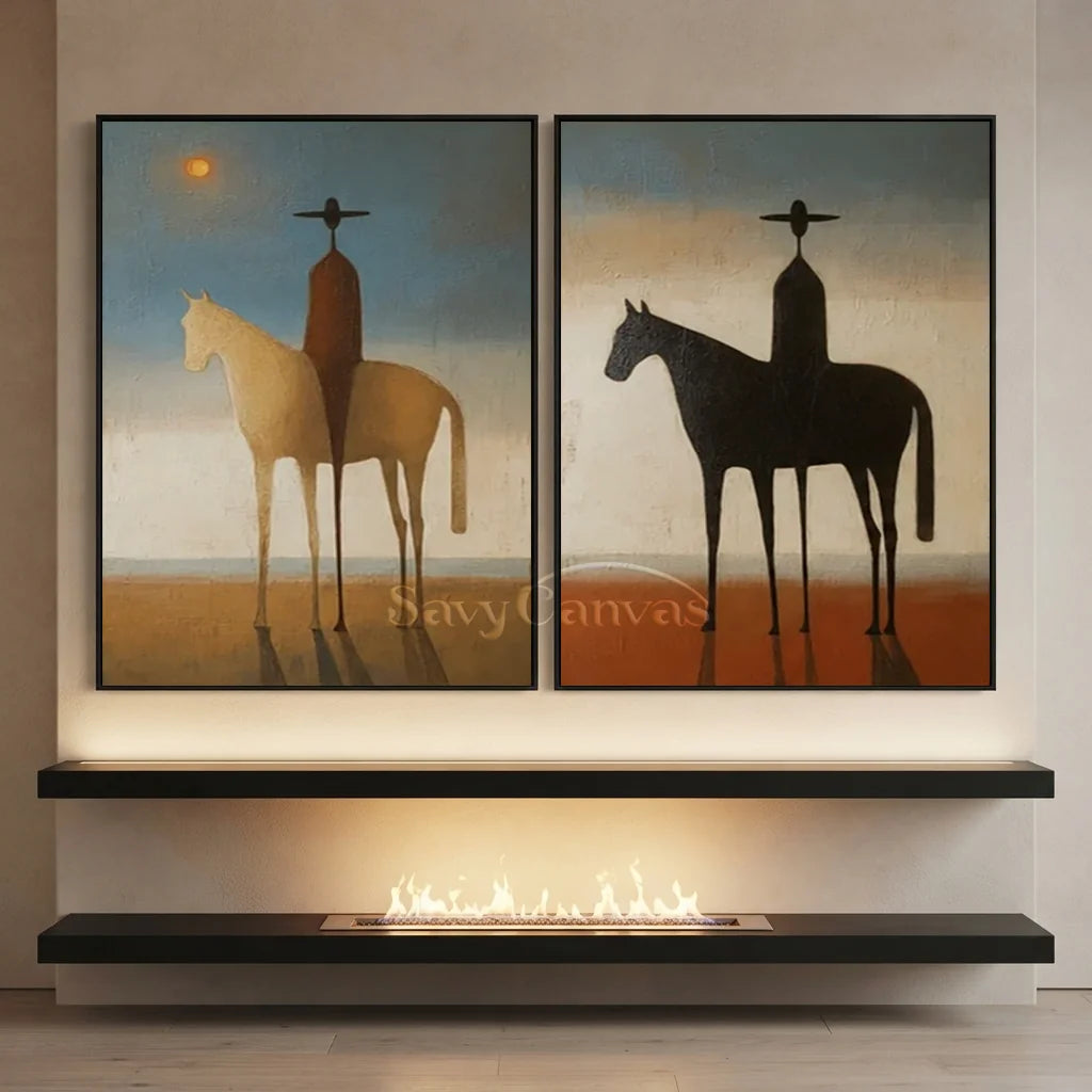 Expressionist Western Horse Art | Handmade Canvas Set #SS 351