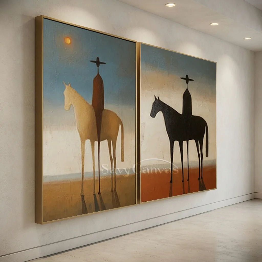 Expressionist Western Horse Art | Handmade Canvas Set #SS 351