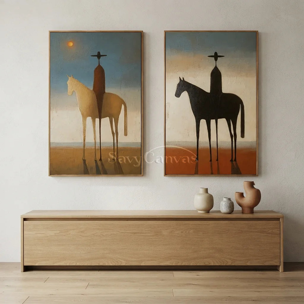 Expressionist Western Horse Art | Handmade Canvas Set #SS 351