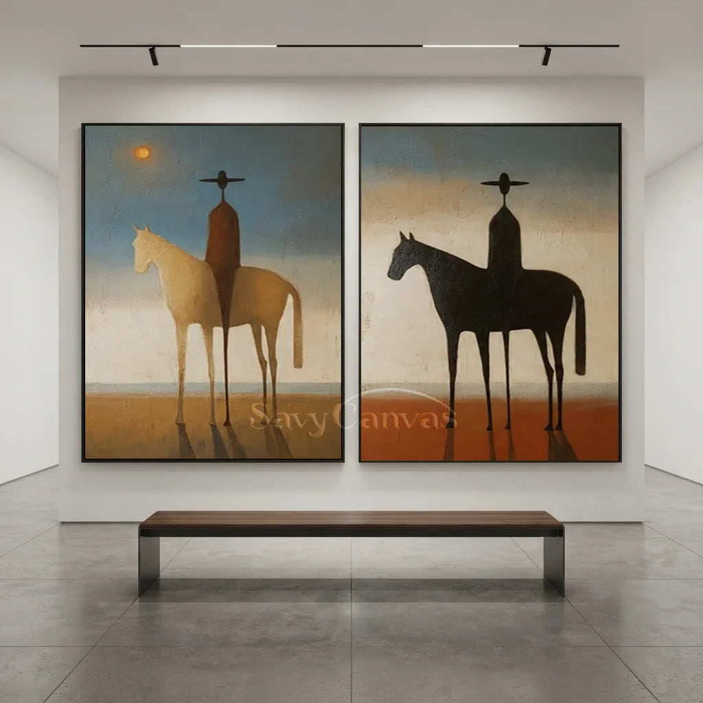 Expressionist Western Horse Art | Handmade Canvas Set #SS 351